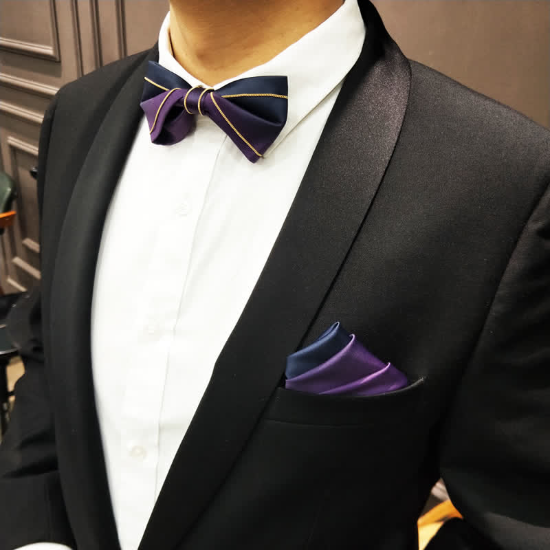Men's Graudated Pocket Square Twist Bow Tie - image 6