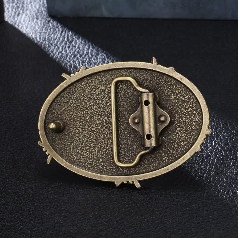 Men's DIY Cowboy Bull Head Hammered Buckle Leather Belt - image 4