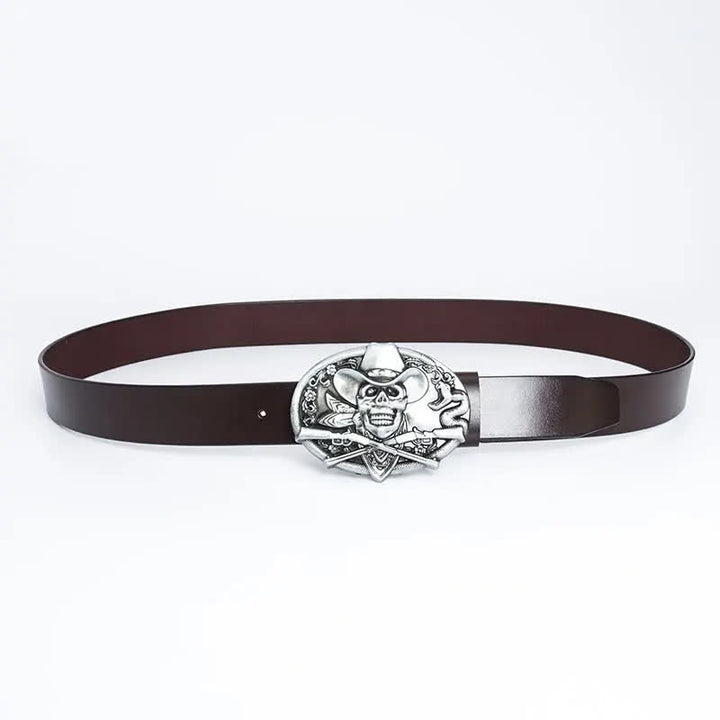 Men's Pirate Skull Cross Guns Leather Belt - image 13