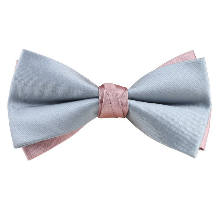 Men's Asymmetrical Two Tone Bow Tie - Pale Blue & Pink - image 4