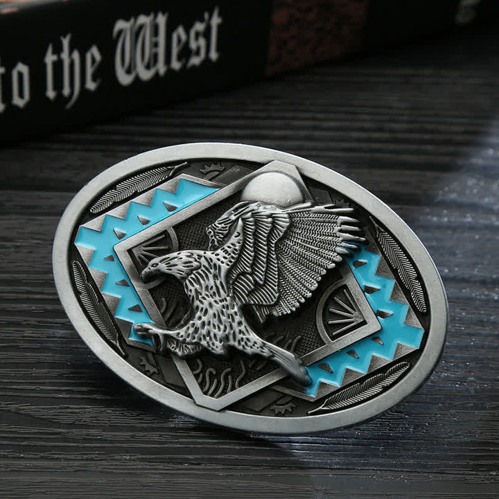 Men's DIY Enamel Landing Eagle Buckle Leather Belt - Eagle - Without Belt - image 0