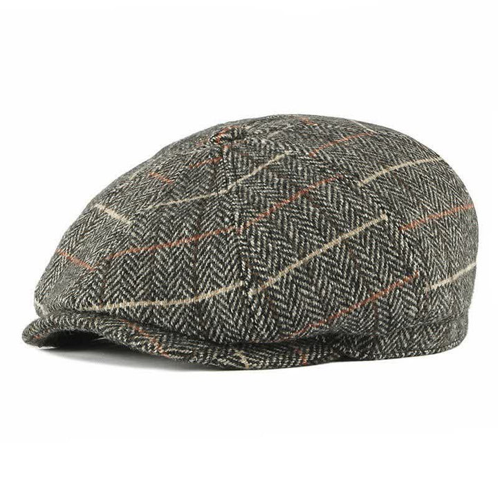 British Plaid Octagonal Cabbie Beret Cap - Gray - M (22"-22 7/8") - image 2
