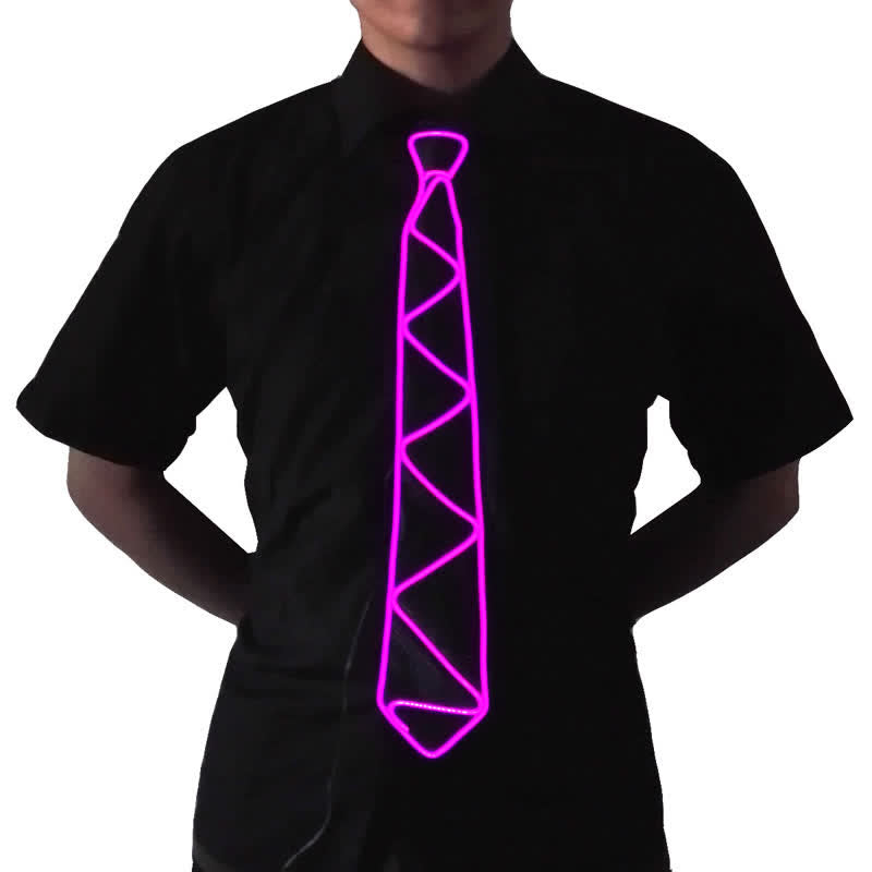 Cool Neon LED Strip Glowing Necktie - Pink - image 9