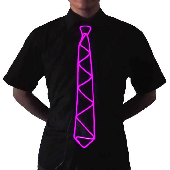 Cool Neon LED Strip Glowing Necktie - Pink - image 9