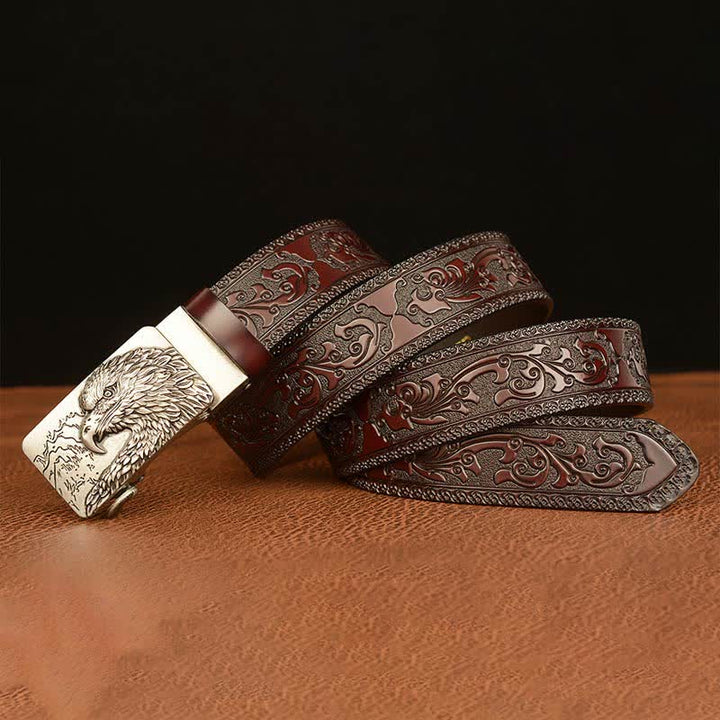 Men's Eagle Head Carved Leather Belt - image 16
