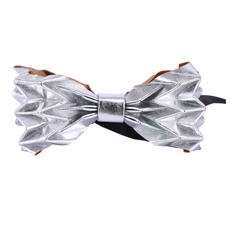 Men's Creative Environmental Kraft Paper Bow Tie - Silver - image 18
