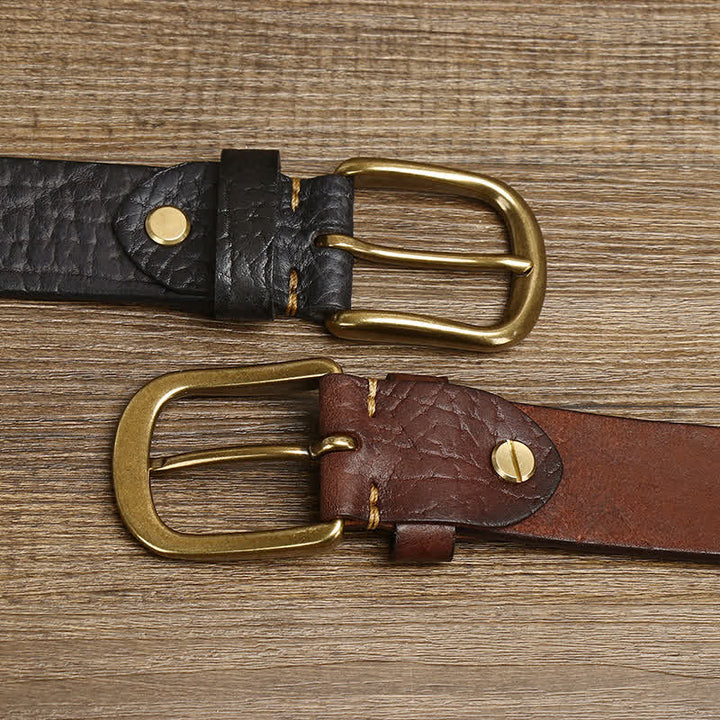 Men's Embossed Bison Skin Pattern Leather Belt - image 2