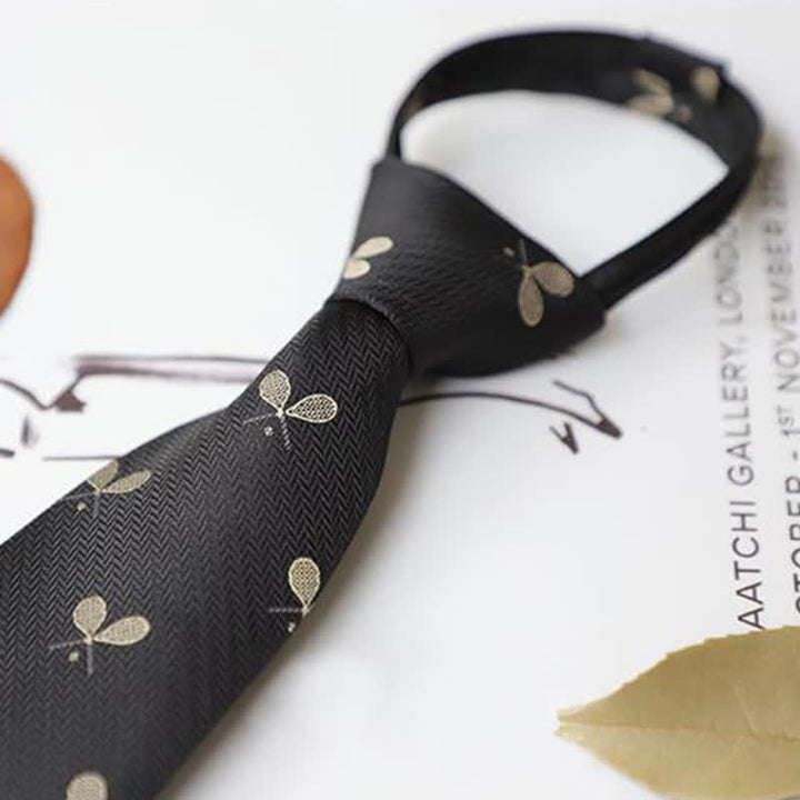 Men's Garden Motif Embroidery Zipper Necktie - image 3