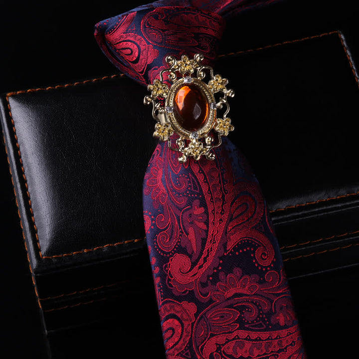 Men's Royal Throwback Pin Buckle Necktie - Gem & Burgundy Paisley - image 14