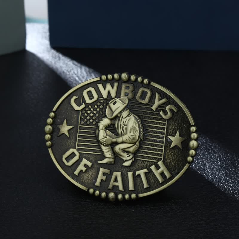 Men's DIY Cowboys Of Faith Buckle Leather Belt - Antique Gold - Without Belt - image 0