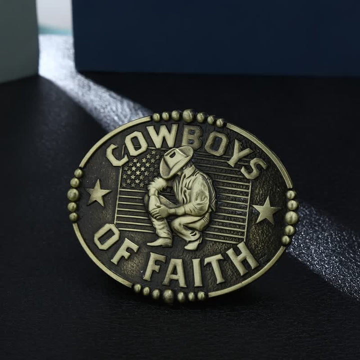 Men's DIY Cowboys Of Faith Buckle Leather Belt - Antique Gold - Without Belt - image 0