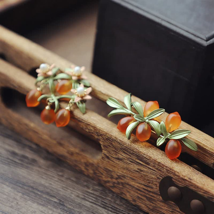 Women's Pastoral Orange Fruit Berry Brooch - image 6