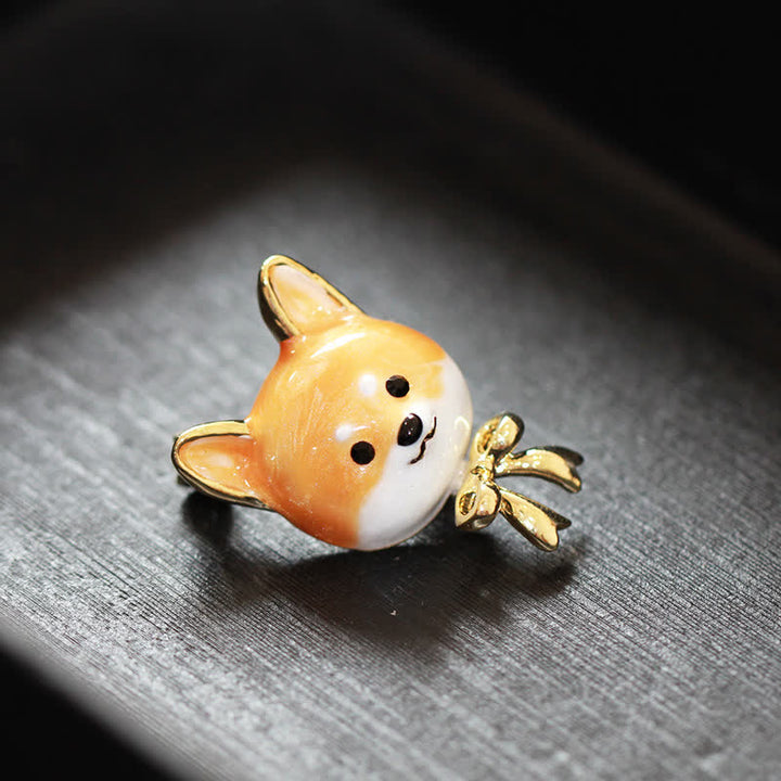 Unisex Cute Enamel Shiba Inu Dog Brooch - image 1