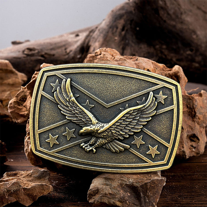 Men's DIY Eagle Flag Pattern Buckle Leather Belt - image 0