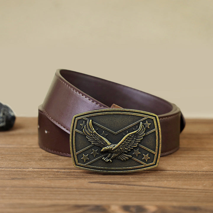 Men's DIY Eagle Flag Pattern Buckle Leather Belt - image 7