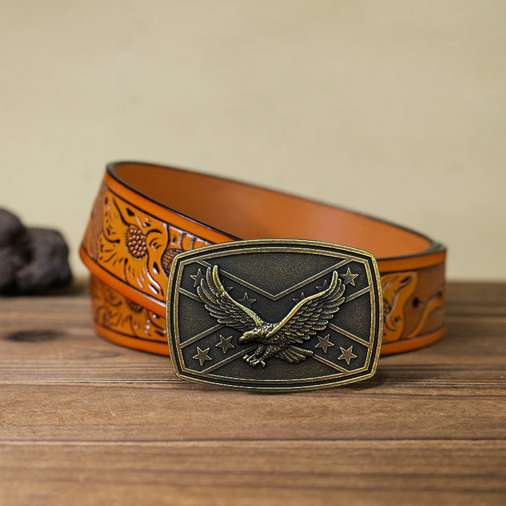 Men's DIY Eagle Flag Pattern Buckle Leather Belt - image 15