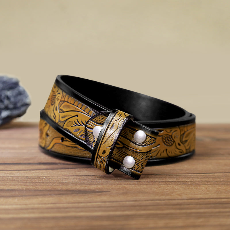 Men's DIY Colored Indian Chief Buckle Leather Belt - image 23