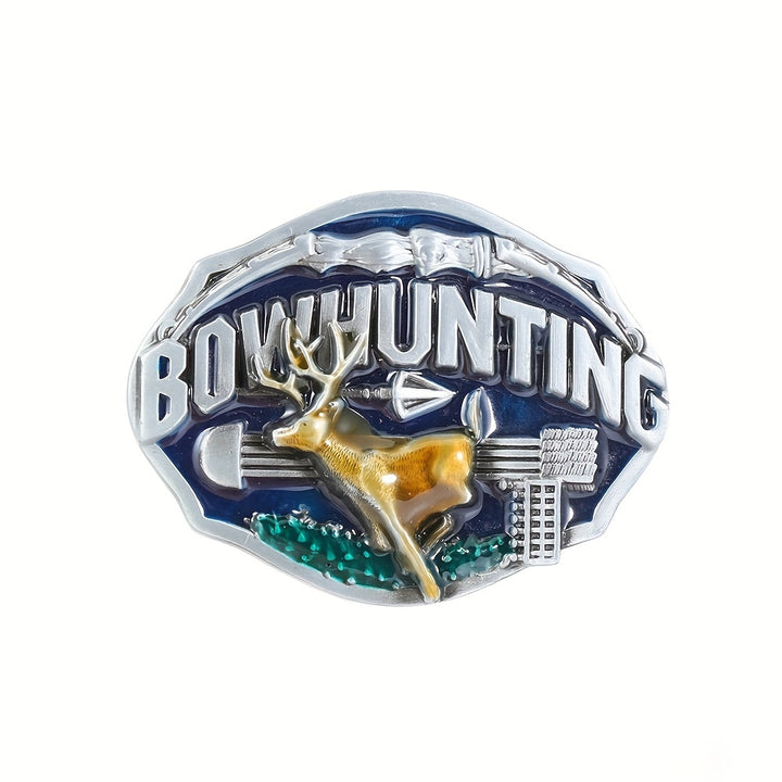 Men's DIY Bowhunting Deer Enamel Buckle Leather Belt - image 2