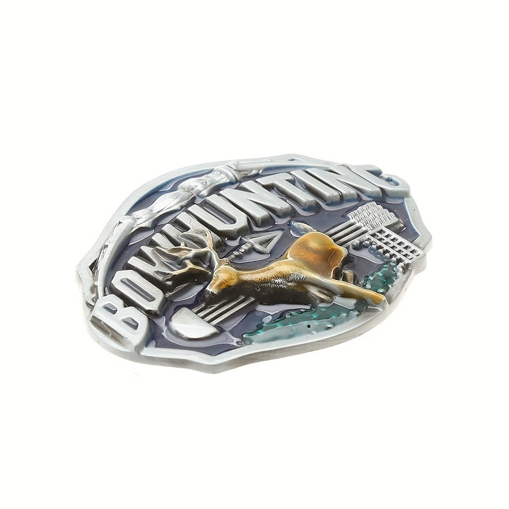 Men's DIY Bowhunting Deer Enamel Buckle Leather Belt - image 3