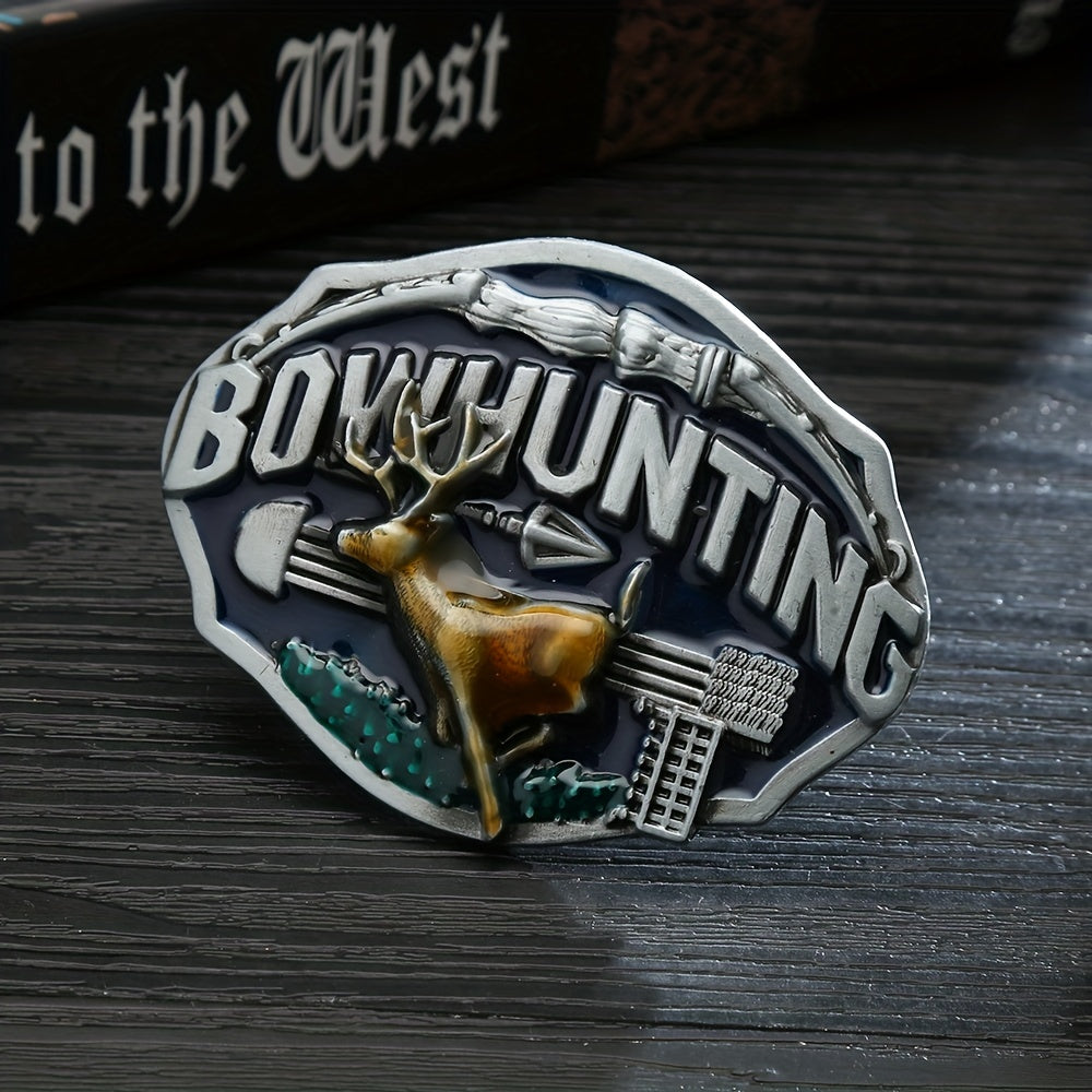 Men's DIY Bowhunting Deer Enamel Buckle Leather Belt - Deer - Without Belt - image 0