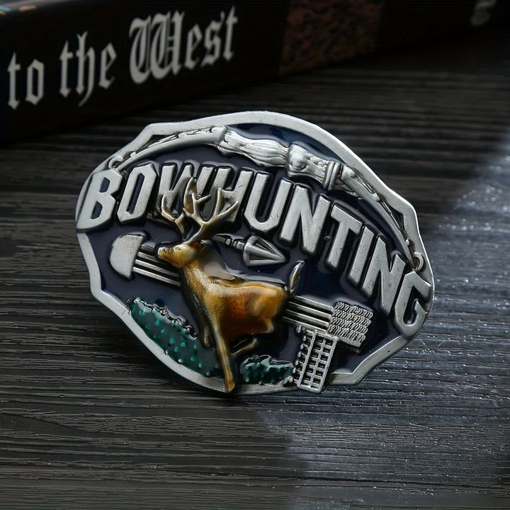 Men's DIY Bowhunting Deer Enamel Buckle Leather Belt - Deer - Without Belt - image 0