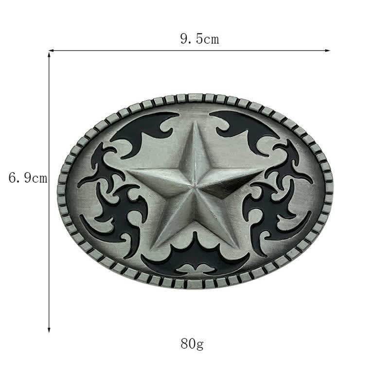 Men's DIY Silver Lone Star Buckle Leather Belt - image 2