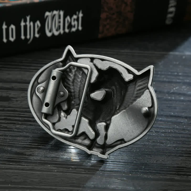 Men's DIY Antique Silver Unicorn Buckle Leather Belt - image 1