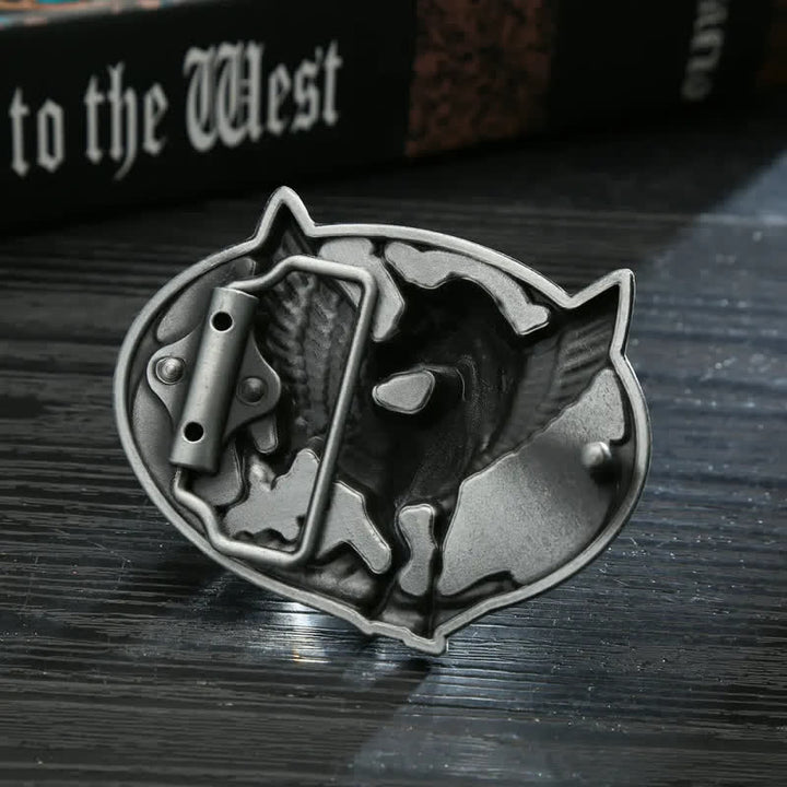 Men's DIY Antique Silver Unicorn Buckle Leather Belt - image 1