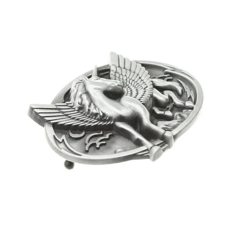 Men's DIY Antique Silver Unicorn Buckle Leather Belt - image 4