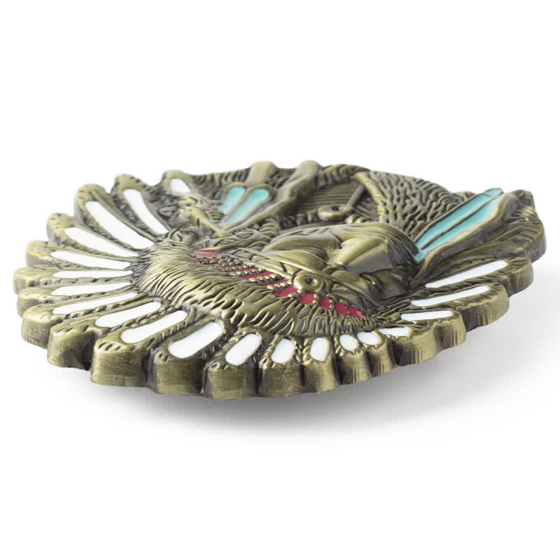Men's DIY Colored Indian Chief Buckle Leather Belt - image 4