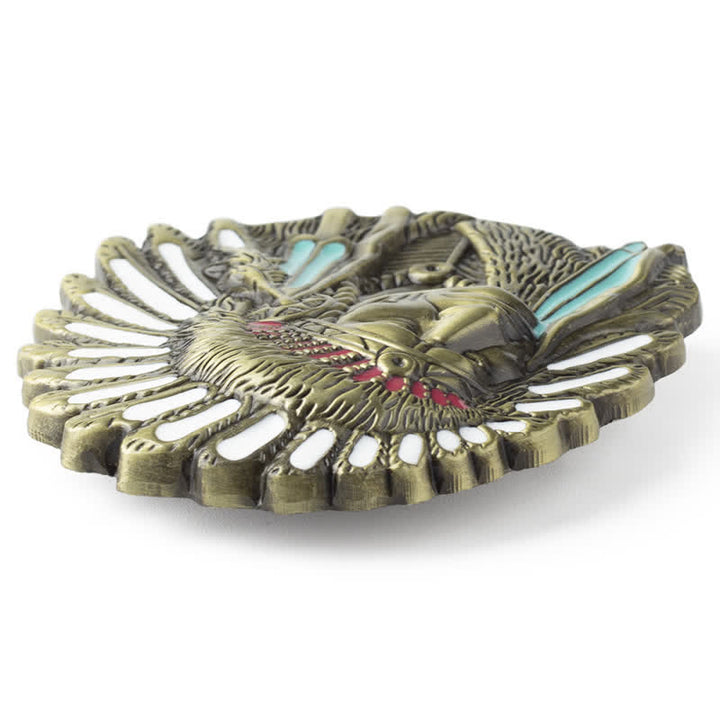Men's DIY Colored Indian Chief Buckle Leather Belt - image 4