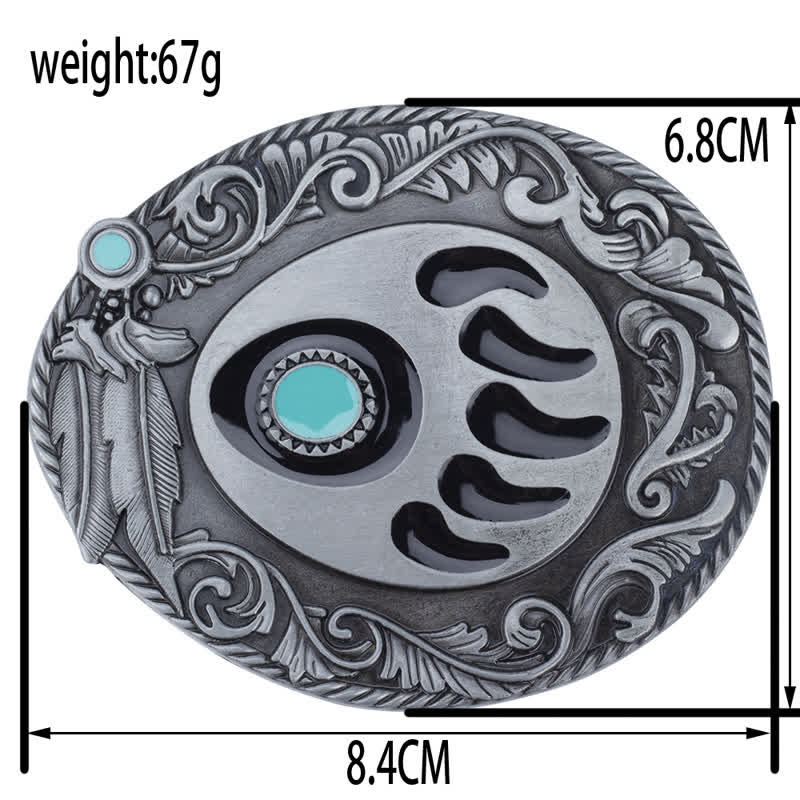 Men's DIY Blue Enamel Bear Paw Buckle Leather Belt - image 2