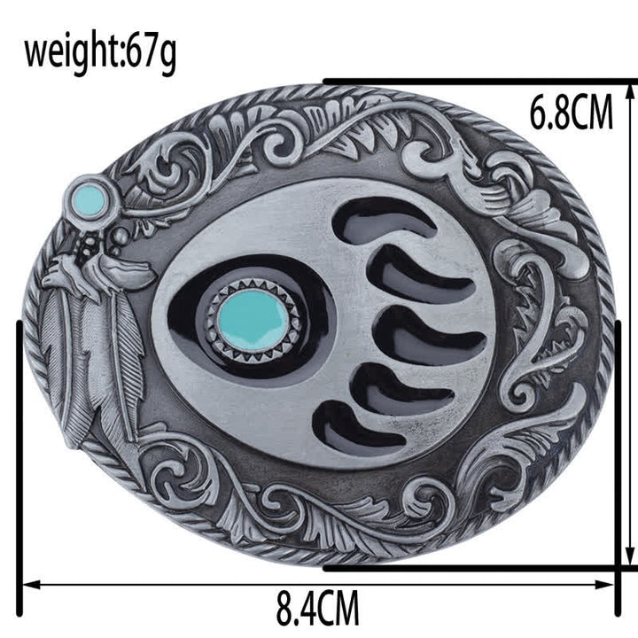 Men's DIY Blue Enamel Bear Paw Buckle Leather Belt - image 2