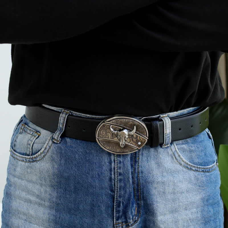 Men's Bull Head Leather Belt With Folding Knife - image 6