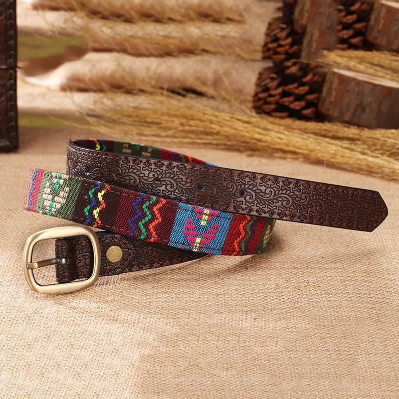 Women's Charming Aztec Embroidery Ethnic Leather Belt - image 1