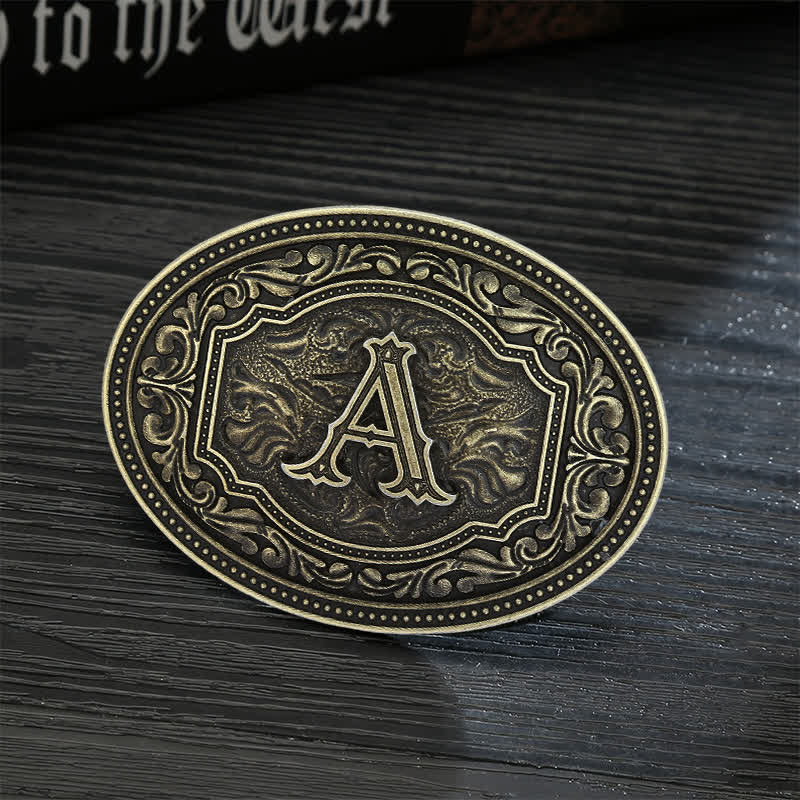 Men's DIY Initial Letter Patterned Buckle Leather Belt - Letter A - Without Belt - image 0