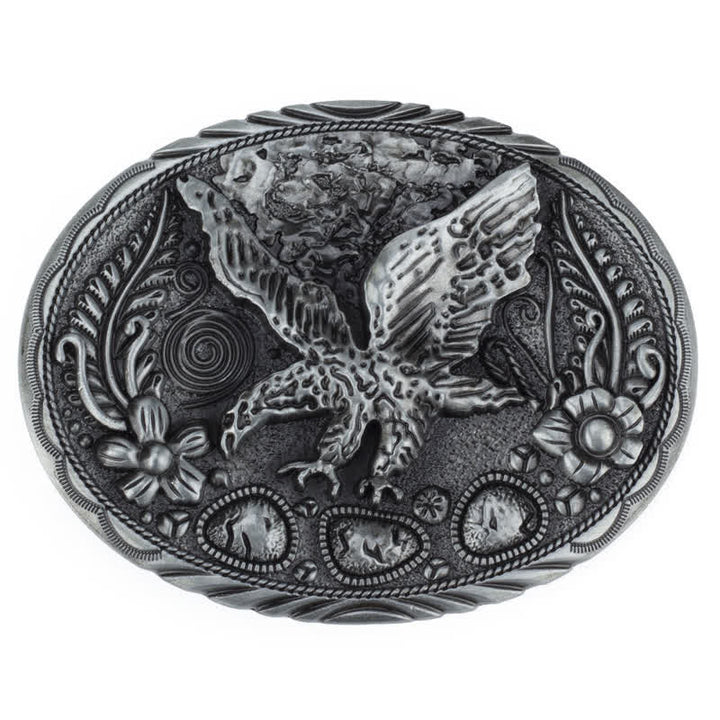 Men's DIY Horse Eagle Embossed Buckle Leather Belt - Eagle - Without Belt - image 3