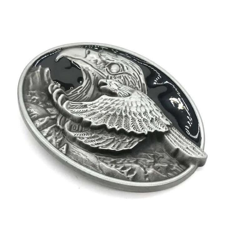 Men's DIY Double Eagle Embossed Buckle Leather Belt - image 2