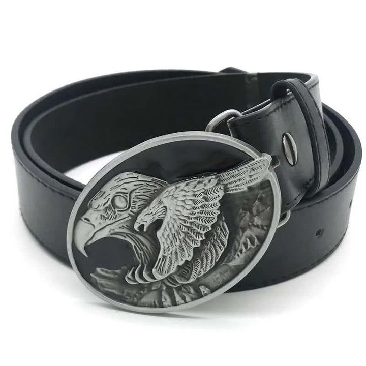 Men's DIY Double Eagle Embossed Buckle Leather Belt - image 3