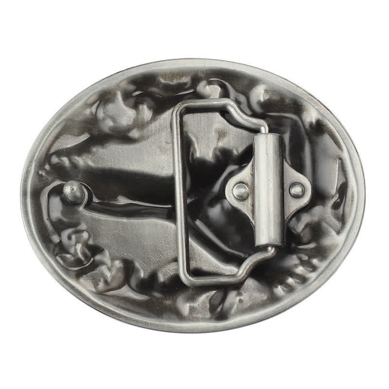 Men's DIY Eagle Leaf Enameled Oval Buckle Leather Belt - image 1