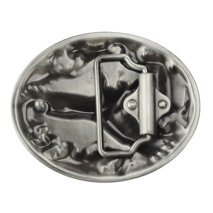 Men's DIY Eagle Leaf Enameled Oval Buckle Leather Belt - image 1