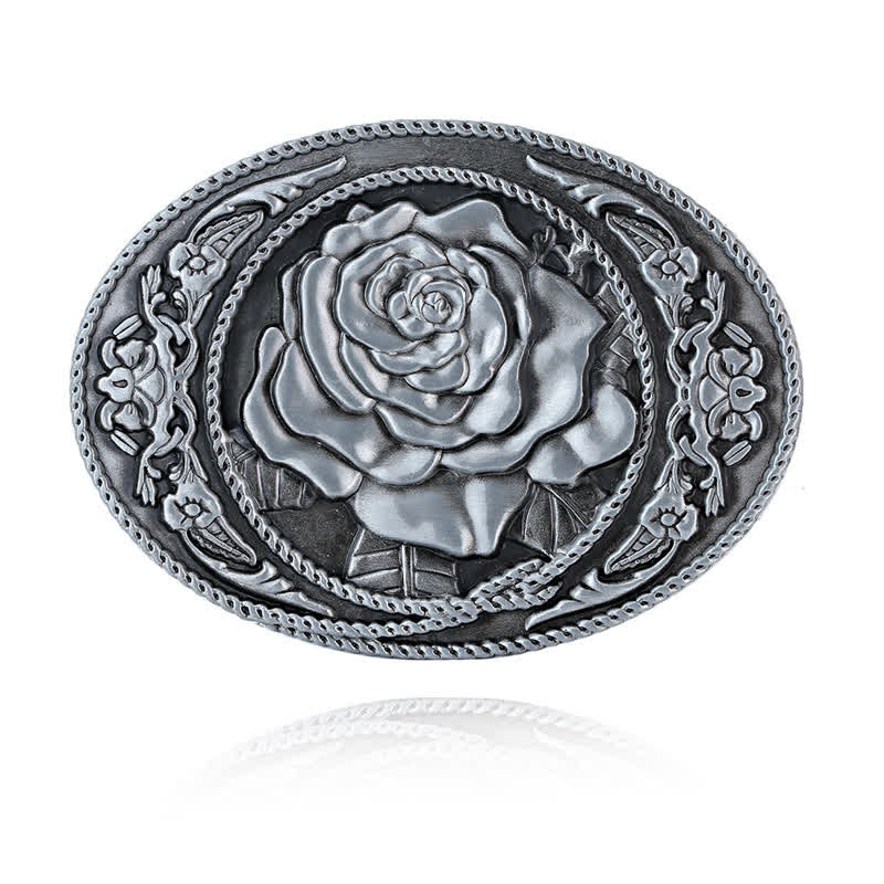 Men's DIY Trendy Western Rose Buckle Leather Belt - image 5