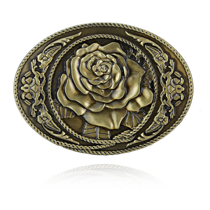 Men's DIY Trendy Western Rose Buckle Leather Belt - image 2