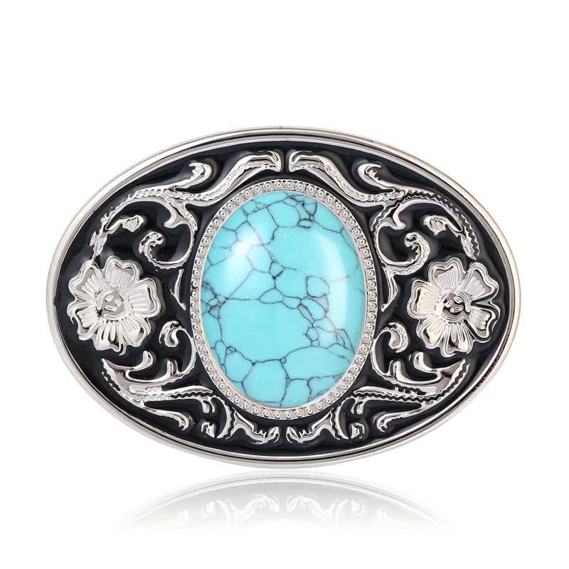 Men's DIY Turquoise Stone Western Buckle Leather Belt - image 3