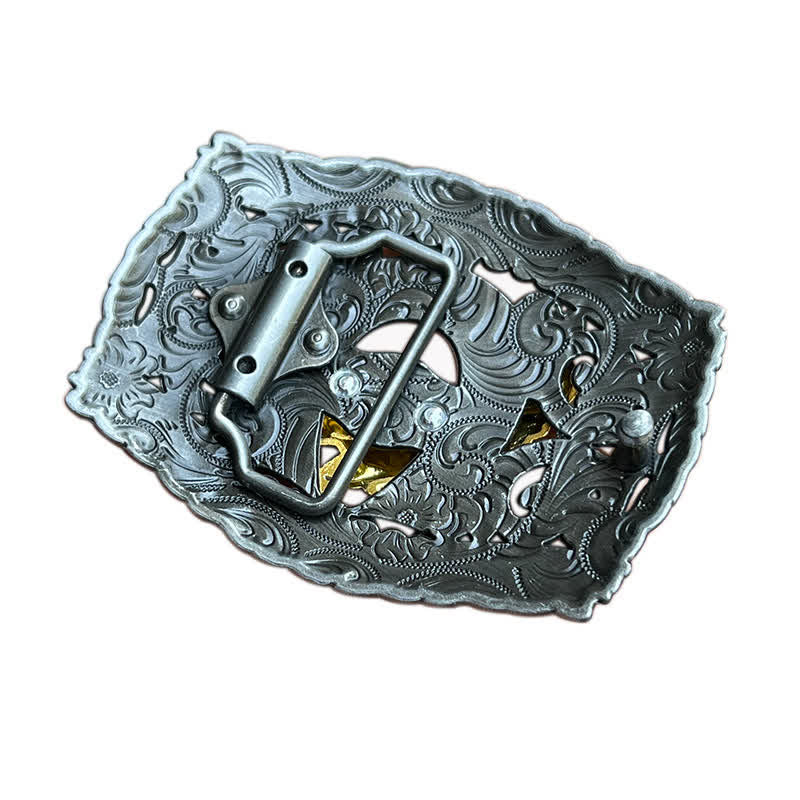 Men's DIY Hollow Bull Head Buckle Leather Belt - image 1