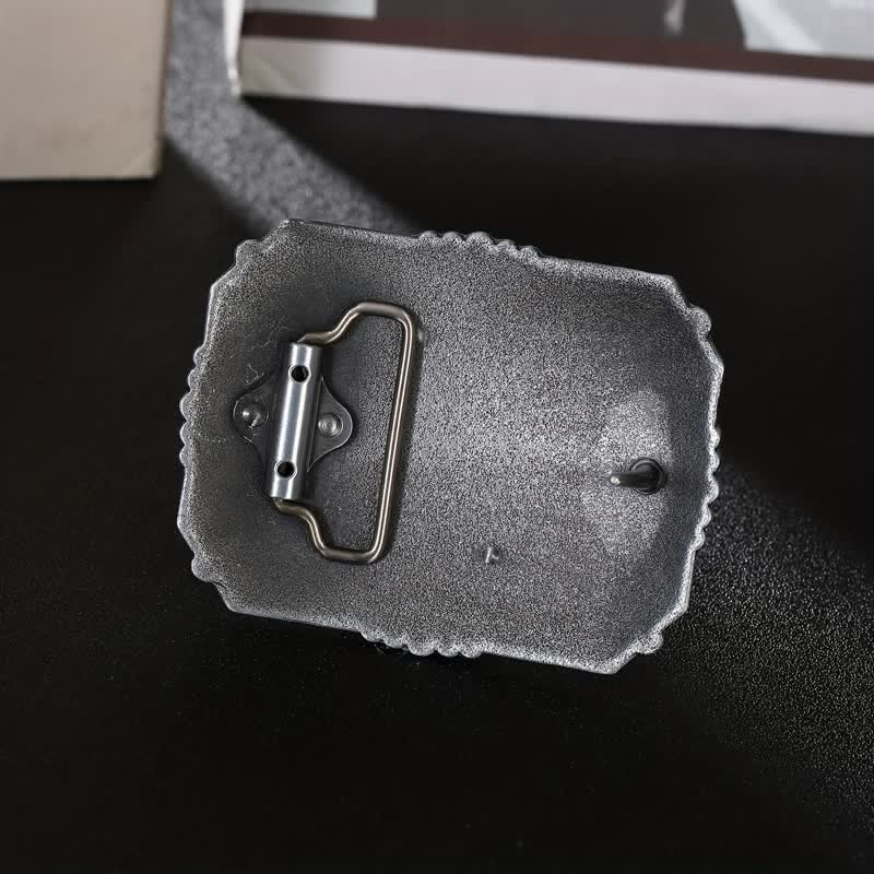 Men's DIY Longhorn Bull Head Buckle Leather Belt - image 1