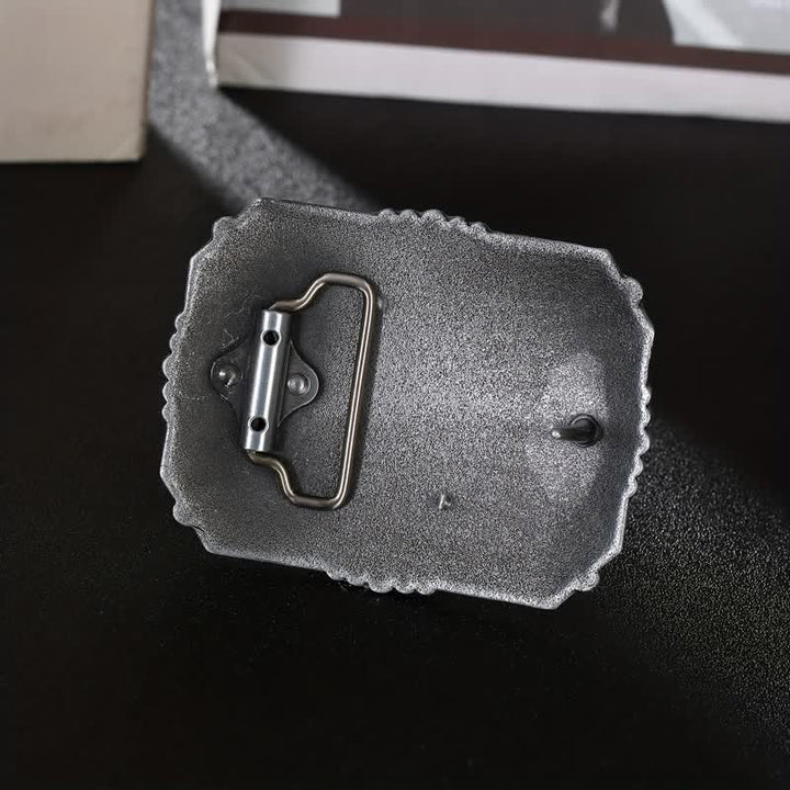 Men's DIY Longhorn Bull Head Buckle Leather Belt - image 1