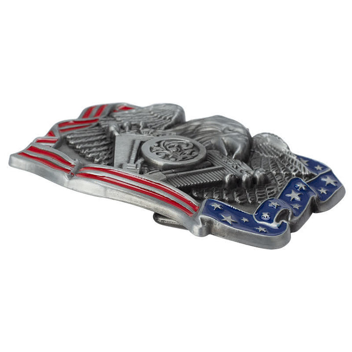 Men's DIY Eagle Patriotic Multi Color Buckle Leather Belt - image 4