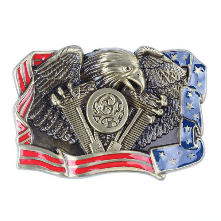 Men's DIY Eagle Patriotic Multi Color Buckle Leather Belt - image 2