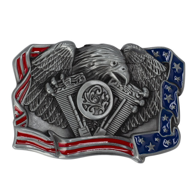 Men's DIY Eagle Patriotic Multi Color Buckle Leather Belt - Antique Silver - Without Belt - image 3